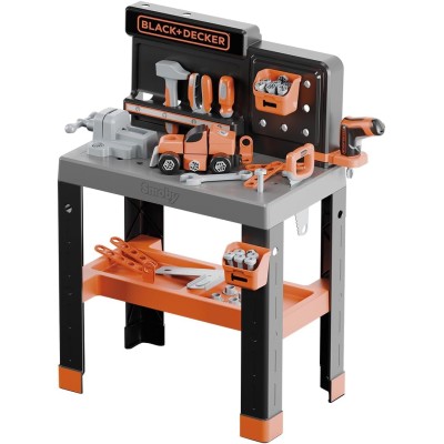 Smoby 760036740 Black & Decker Stabilito Bricolo Pro con 75 accessori 7 strumenti Aree di stoccaggio