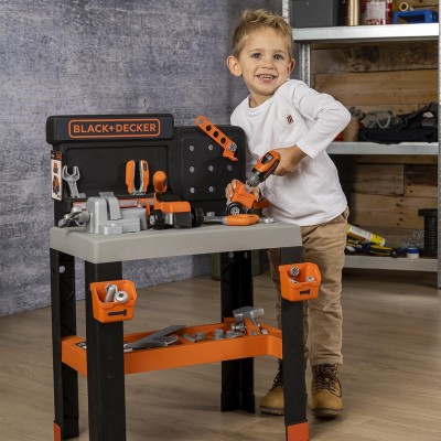 Smoby 760036740 Black & Decker Stabilito Bricolo Pro con 75 accessori 7 strumenti Aree di stoccaggio