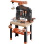 Smoby 7600360741 Black & Decker Stabilito Tavolo da Lavoro Bricolo Builder con Gru 87 Accessori e tante aree di stoccaggio