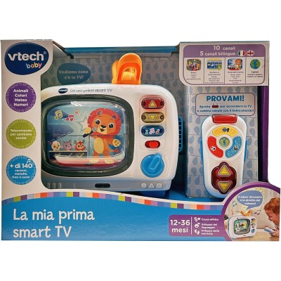 VTech 578707 La Mia Prima Smart TV Televisione Interattiva 10 Canali Bilingue Italiano e Inglese Spegnimento Automatico