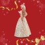 Mattel JBH95 Barbie Signature Magia delle Feste 2025 con gonna voluminosa a stampa damascata orecchini e tacchi dorati