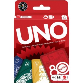 Mattel Games JGK30 - UNO 80° Anniversario Mattel versione speciale Rosso Rubino da collezione dell'iconico gioco di carte