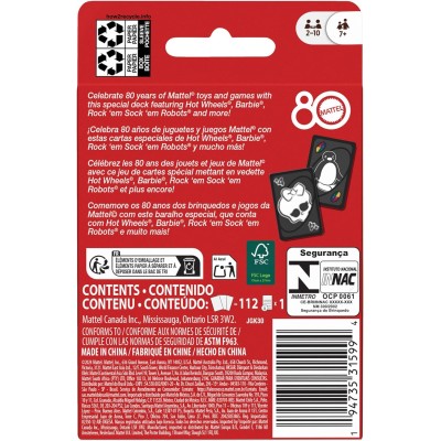 Mattel Games JGK30 - UNO 80° Anniversario Mattel versione speciale Rosso Rubino da collezione dell'iconico gioco di carte