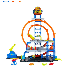 Mattel JBM74 Hot Wheels Mega Garage Pista con 3 Livelli di Gioco e 2 Loop macchinina ed Elicottero Mattel JBM74 Hot Wheels Mega Garage Pista con 3 Livelli di Gioco e 2 Loop macchinina ed Elicottero