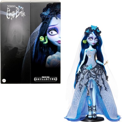Mattel JDR67 Monster High Skullector Emily La sposa cadavere con abito da sposa in tela di ragno accessori e piedistallo