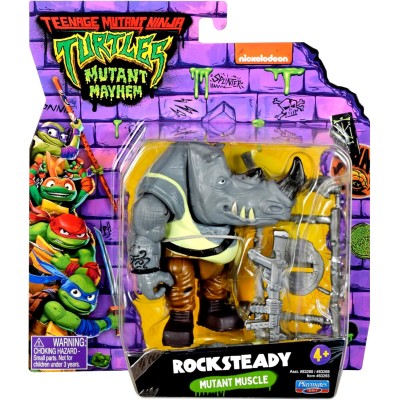 Giochi Preziosi TU805200 Teenage Mutant Ninja Turtles: Mutant Mayhem Rocksteady Basic Action Figure da 10,2 cm