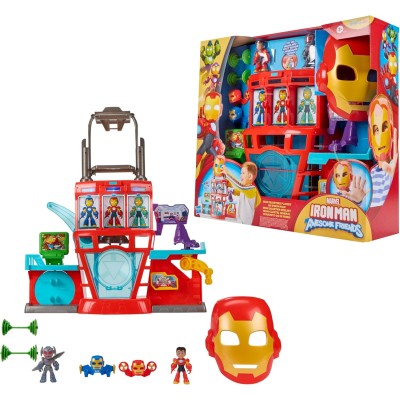 Hasbro G1259 Marvel Iron Man e i Suoi Fantastici Amici - Iron Quarters interattivo con personaggi accessori e maschera