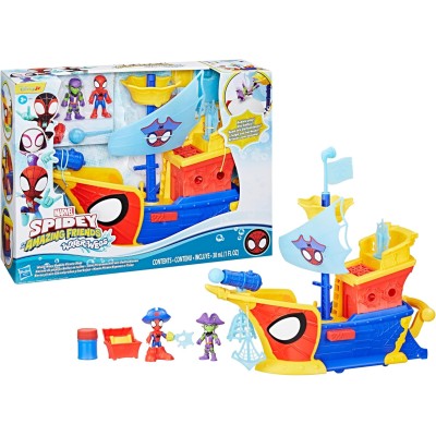Hasbro G0666 Marvel Spidey e i suoi fantastici amici Water-Webs Nave pirata con ragnatele e bolle