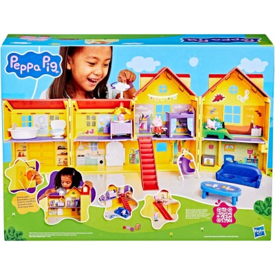 Hasbro G05085L0 Peppa Pig - La Grande casa di Peppa con 3 bambole 11 accessori e adesivi