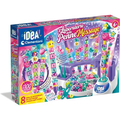 Clementoni 18219 Laboratorio delle Penne Message Kit Creativo con 100+ Accessori e 8 Penne Personalizzabili