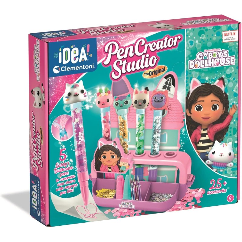Clementoni 18203 Laboratorio delle Penne Gabby's Dollhouse Kit Creativo con 25+ Accessori e 5 Penne Personalizzabili