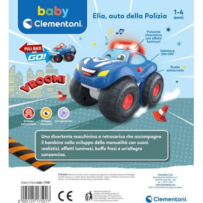 Clementoni 17501 Elia Auto della Polizia Macchina con Suoni e Sirene Stimola Manualità Vista e Udito