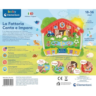 Clementoni 17516 La Fattoria Canta e Impara Centro attività con 4 modalità per Imparare Numeri e Versi degli Animali