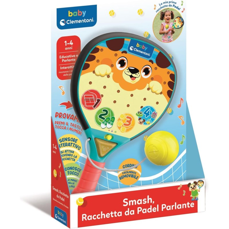 Clementoni 17548 Smash Racchetta da Padel parlante Educativa Interattiva Stimola lo Sviluppo Sensoriale e Cognitivo