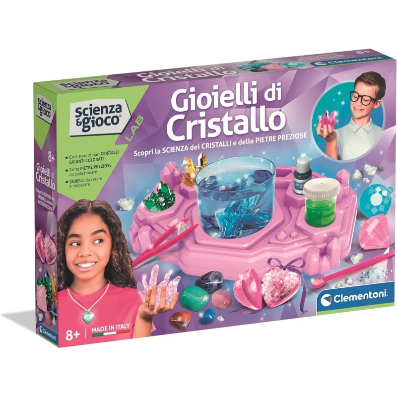 Clementoni 19433 Scienza e Gioco Lab Gioielli di Cristallo Scopri la Scienza dei Cristalli e delle Pietre Preziose