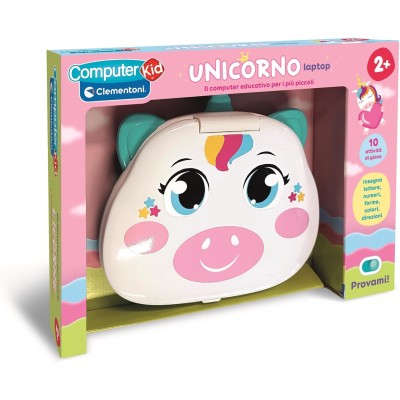 Clementoni 16489 Computer Kid Unicorno Laptop Educativo con 10 attività per Imparare Lettere Numeri Colori e Direzioni