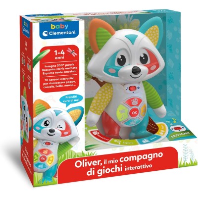 Clementoni 17903 Oliver il Mio Compagno di Giochi Interattivo Raccontastorie con Occhi Led Stimola Manualità e Linguaggio