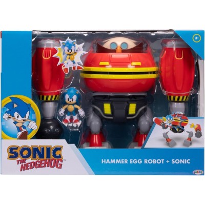 Jakks Pacific 428154 Sonic The Hedgehog – Set con Robot Eggman da 23cm Cannone Sparante e Action Figure di Sonic