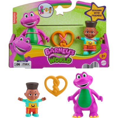 Mattel HYG97 Barney's World - Barney alto 8cm e David con accessori