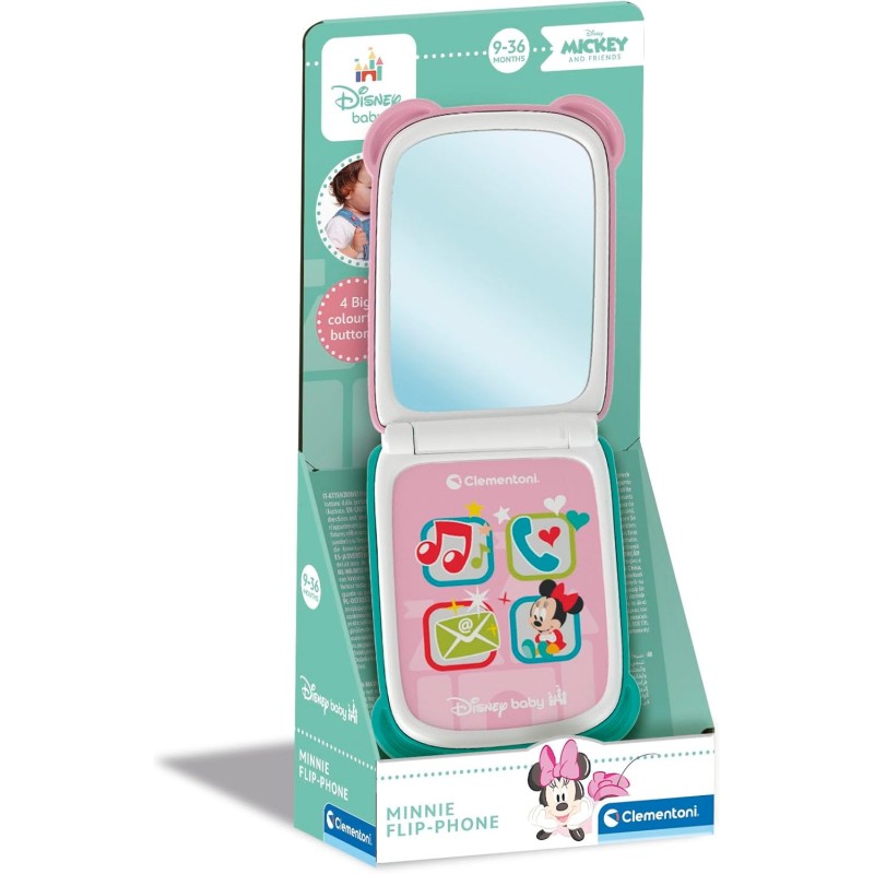 Clementoni 17515 Clementoni Disney Baby - Minnie Flip Phone Telefono Centro attività con 4 Tasti con Luci e Suoni