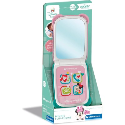 Clementoni 17515 Clementoni Disney Baby - Minnie Flip Phone Telefono Centro attività con 4 Tasti con Luci e Suoni