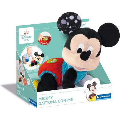 Clementoni 17991 Baby Mickey Gattona con Me Peluche per Imparare a Gattonare Insegna Numeri e Versi degli Animali