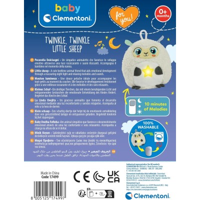 Clementoni 17499 Twinkle Twinkle Little Sheep Luce Notturna Pecorella con Luci e Suoni Rilassanti