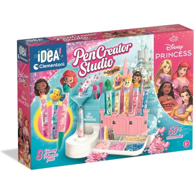 Clementoni 18202 Laboratorio delle Penne Disney Princess Kit Creativo con 50+ Accessori e 8 Penne Personalizzabili