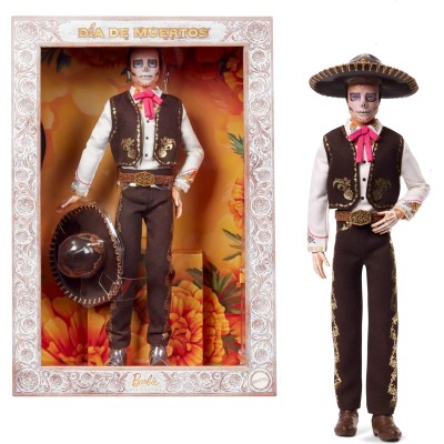 Mattel JBJ06 Barbie Ken Signature Día De Muertos 2025 con camicia smanicato pantaloni neri e sombrero