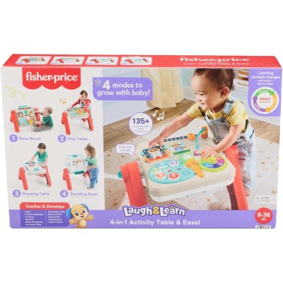 Fisher-Price JGW89 Tavolino Attività 4in1 pannello interattivo e cavalletto d'arte con luci suoni e canzoncine