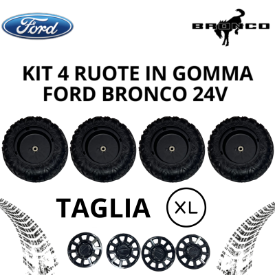 Ford Bronco Raptor 24V Set 4 Ruote in Gomma EVA XL con Copriruota