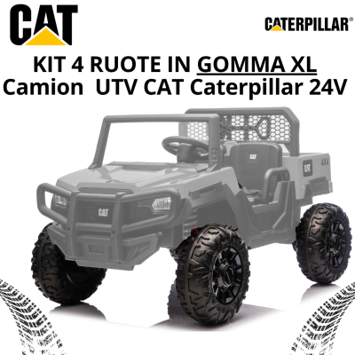 Set 4 Ruote in Gomma XL per UTV CAT Caterpillar 24V – Camion con Cassone Ribaltabile