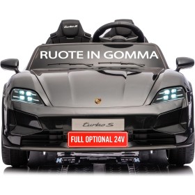 Auto Elettrica Porsche Taycan 24V Macchina per Bambini 2 Posti Reali con Ruote in Gomma Telecomando Auto Elettrica Porsche Taycan 24V Macchina per Bambini 2 Posti Reali con Ruote in Gomma Telecomando