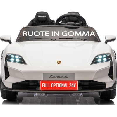 Auto Elettrica Porsche Taycan 24V Macchina per Bambini 2 Posti Reali con Ruote in Gomma Telecomando