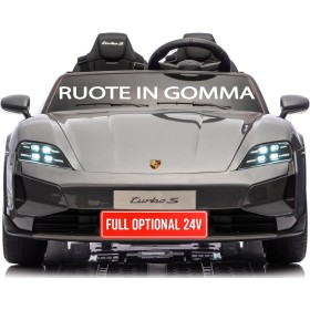 Auto Elettrica Porsche Taycan 24V Macchina per Bambini 2 Posti Reali con Ruote in Gomma Telecomando