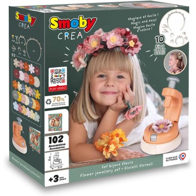 Smoby 7600350416 Créa Set di gioielli a forma di fiore Attività di bricolage Creazione di gioielli Numerosi accessori