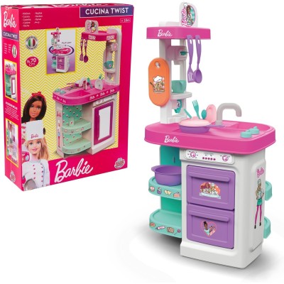Grandi Giochi BAR49000 Barbie Cucina Twist cucina bifacciale 75cm con tanti accessori
