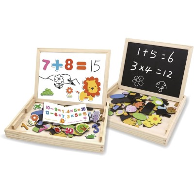 Grandi Giochi GG95022 Lavagna 2in1 Magnetica con Magneti A Tema Numeri E Animali Pennarello Gessetti e Cancellino