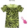Mattel GWC27 Barbie fashions accessories - vestito verde neon zebrato occhiali e borsetta rosa