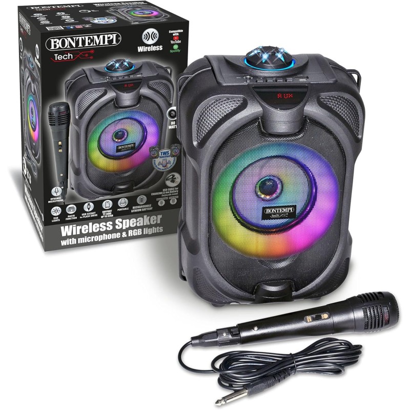 Bontempi 491020 Amplificatore Wireless Karaoke con Microfono ed Effetti sonori