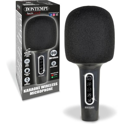 Bontempi 485020 Microfono Wireless Karaoke con Altoparlante Effetto Cambiavoce Ricaricabile