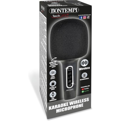 Bontempi | Microphone Karaoke sans Fil avec Haut-Parleur, Effet Changement de Voix, Rechargeable, 85mm x 200mm
