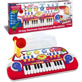 Bontempi 122932 MiniKeyFun: Tastiera a 24 Tasti con Microfono e Leggio per Piccoli Musicisti