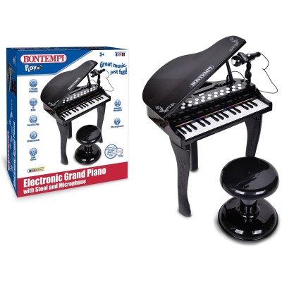 Bontempi 103030 Pianoforte a Coda Elettronico 32 Tasti con Microfono e Sgabello Effetti Luminosi