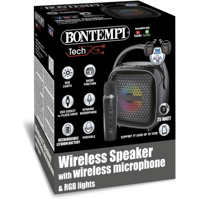 Bontempi 491001 Cassa Wireless con Microfono 16,5x12,5x7,3cm