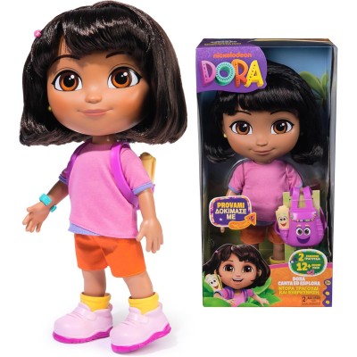 SpinMaster 6073359 Dora l'Esploratrice - Dora canta ed esplora con musica effetti sonori frasi bilingue abiti e accessori