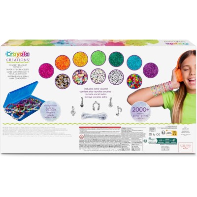Crayola 04-2979 Super Set Braccialetti DIY a Tema Musica e Concerti con 2000+ Perline e Valigetta Inclusa
