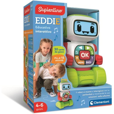 Clementoni 16713 Sapientino Eddie Robot Educativo Interattivo con Schermo LCD per imparare Lettere Emozioni e Musica