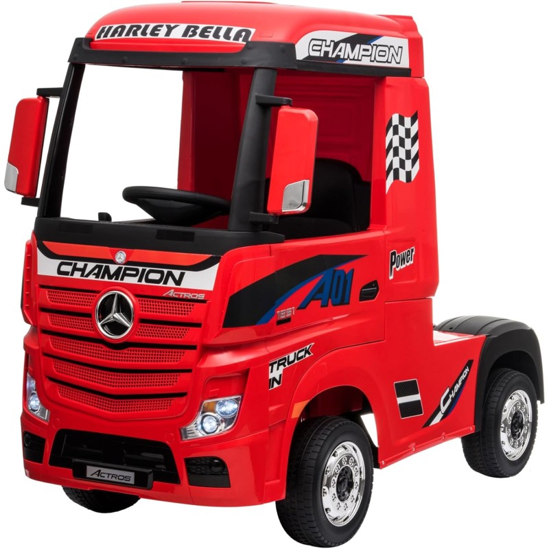 Camion Elettrico Mercedes Actros per Bambini 12V con Sedile in Pelle Telecomando Full Optional