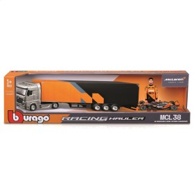 Bburago 38401 Mercedes Semi Truck con McLaren MCL38 (2024) Norris Diecast con Licenze Ufficiali McLaren e Mercedes